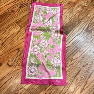 Lilly Pulitzer Ford Silk Scarf Pink Green Butterfly Breast Cancer Ribbon 13x54